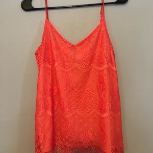 Coral lace tank